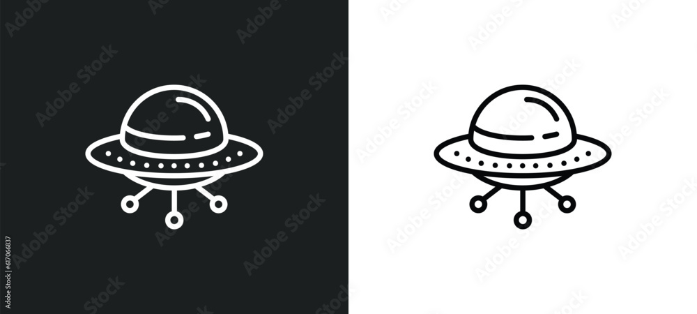 Aufkleber ufo line icon in white and black colors. ufo flat vector icon from ufo collection for web, mobile ap