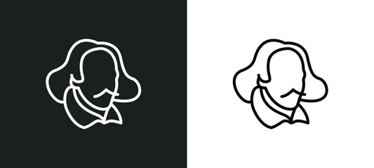 shakespeare line icon in white and black colors. shakespeare flat vector icon from shakespeare collection for web, mobile apps and ui.