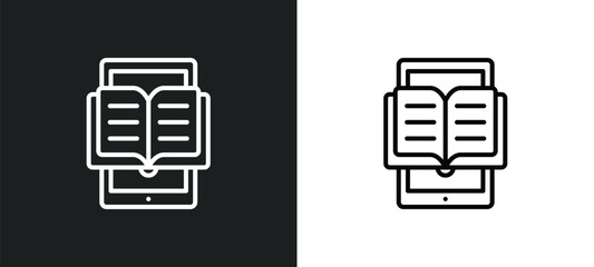 ebook line icon in white and black colors. ebook flat vector icon from ebook collection for web, mobile apps and ui.