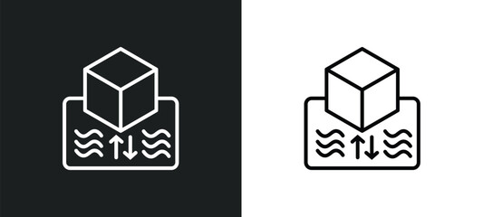 archimedes principle line icon in white and black colors. archimedes principle flat vector icon from archimedes principle collection for web, mobile apps and ui. - obrazy, fototapety, plakaty