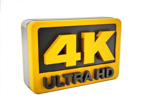 4K ultra HD icon isolated on transparent background. 3D illustration
