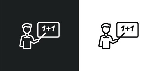 teach line icon in white and black colors. teach flat vector icon from teach collection for web, mobile apps and ui.