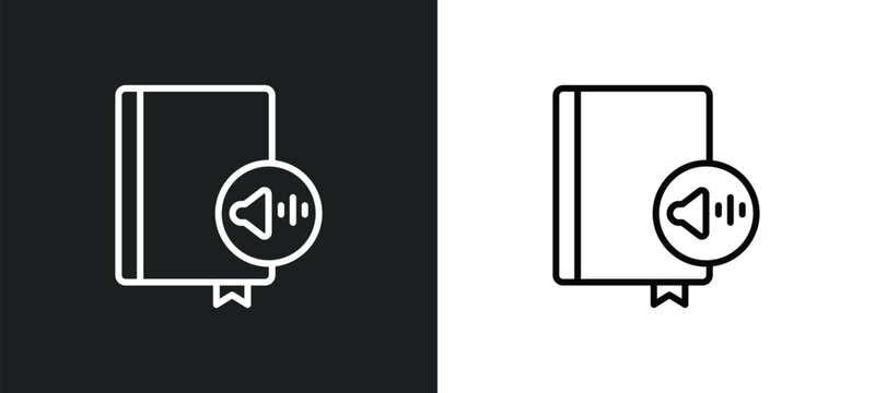 audiobook line icon in white and black colors. audiobook flat vector icon from audiobook collection for web, mobile apps and ui.