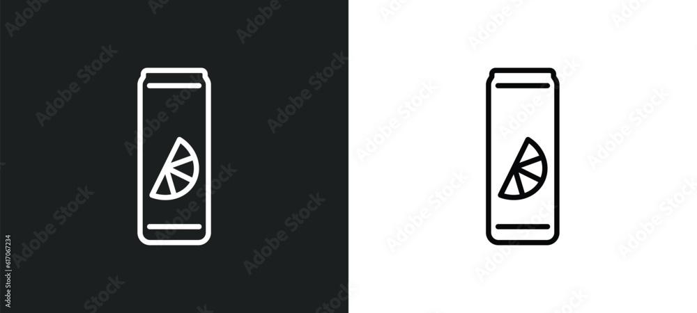 Poster soda can line icon in white and black colors. soda can flat vector icon from soda can collection for