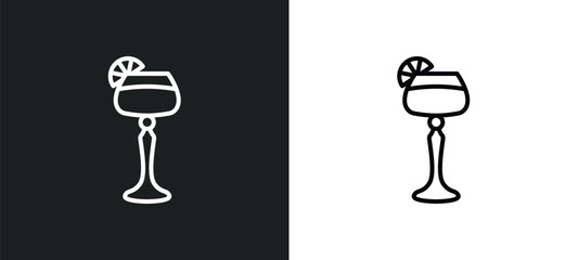 sidecar drink line icon in white and black colors. sidecar drink flat vector icon from sidecar drink collection for web, mobile apps and ui.
