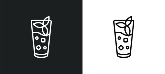 mint julep line icon in white and black colors. mint julep flat vector icon from mint julep collection for web, mobile apps and ui. - obrazy, fototapety, plakaty