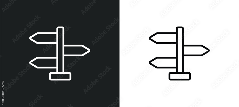 Poster directional line icon in white and black colors. directional flat vector icon from directional colle