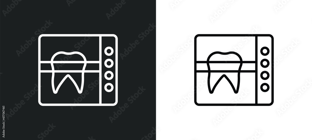 Poster radiograph line icon in white and black colors. radiograph flat vector icon from radiograph collecti