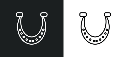 horseshoe line icon in white and black colors. horseshoe flat vector icon from horseshoe collection for web, mobile apps and ui.