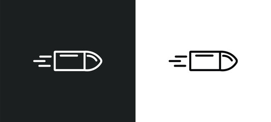 bullet line icon in white and black colors. bullet flat vector icon from bullet collection for web, mobile apps and ui. - obrazy, fototapety, plakaty