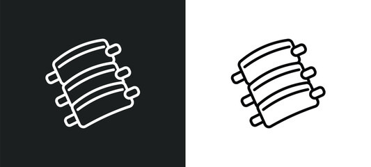 pork ribs line icon in white and black colors. pork ribs flat vector icon from pork ribs collection for web, mobile apps and ui.