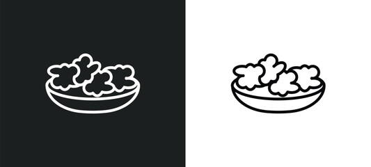 onion patties line icon in white and black colors. onion patties flat vector icon from onion patties collection for web, mobile apps and ui.