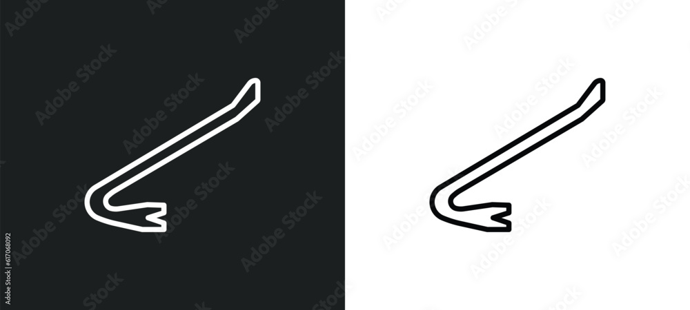 Poster crowbar line icon in white and black colors. crowbar flat vector icon from crowbar collection for we
