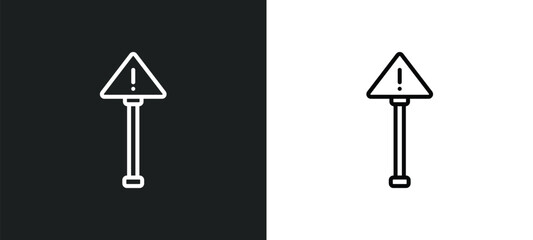 warning line icon in white and black colors. warning flat vector icon from warning collection for web, mobile apps and ui.