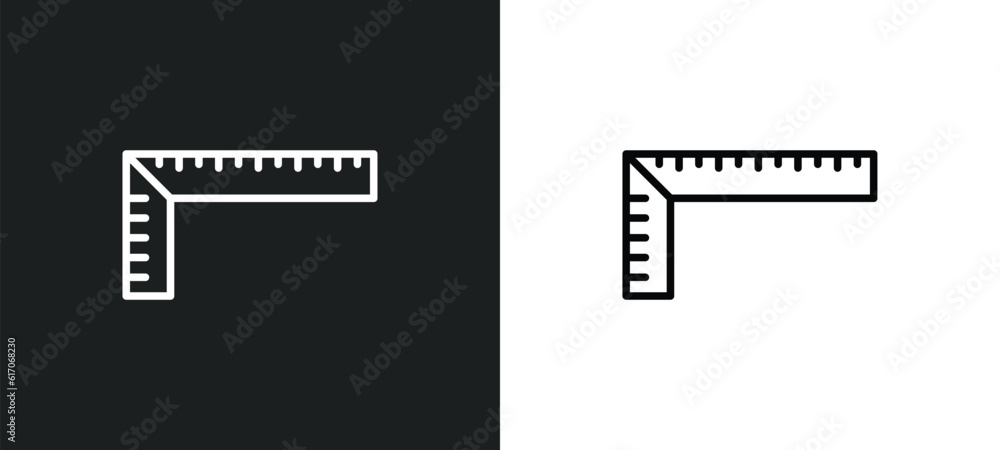 Poster school ruler line icon in white and black colors. school ruler flat vector icon from school ruler co