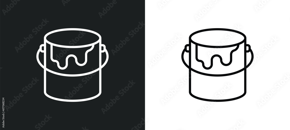 Poster open paint bucket line icon in white and black colors. open paint bucket flat vector icon from open 