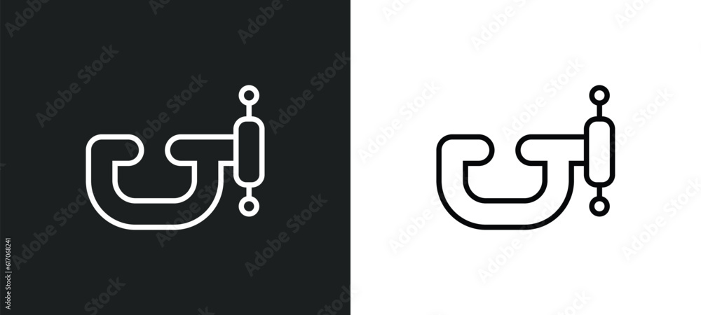 Poster vise line icon in white and black colors. vise flat vector icon from vise collection for web, mobile