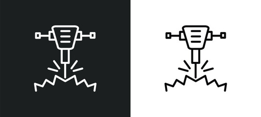 hydraulic breaker line icon in white and black colors. hydraulic breaker flat vector icon from hydraulic breaker collection for web, mobile apps and ui.