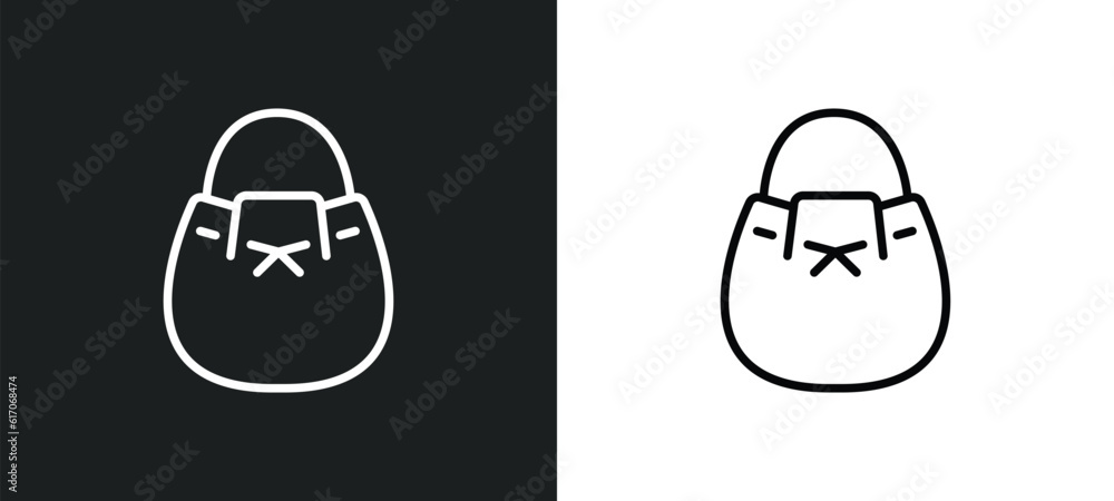 Poster bucket bag line icon in white and black colors. bucket bag flat vector icon from bucket bag collecti