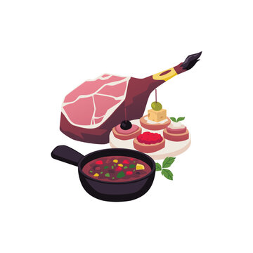 spanish food arrangement, flat design clip art preview