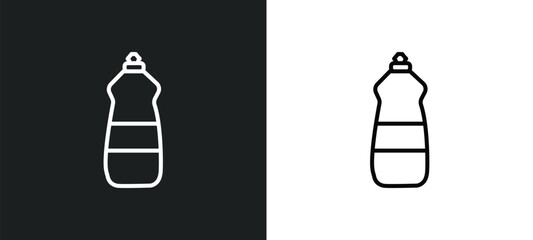 dishwashing detergent line icon in white and black colors. dishwashing detergent flat vector icon from dishwashing detergent collection for web, mobile apps and ui.