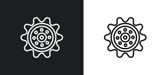 car sprocket line icon in white and black colors. car sprocket flat vector icon from car sprocket collection for web, mobile apps and ui.