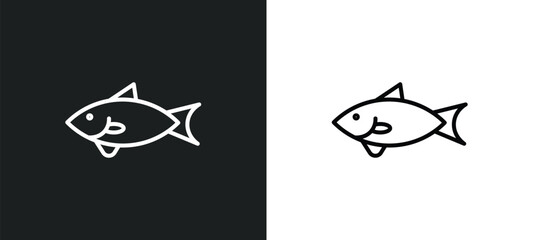 sardine line icon in white and black colors. sardine flat vector icon from sardine collection for web, mobile apps and ui.