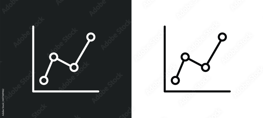 Poster graphic chart line icon in white and black colors. graphic chart flat vector icon from graphic chart