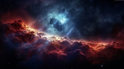 Deep space. Science fiction wallpaper, planets, stars, galaxies and nebulas, Generative Ai