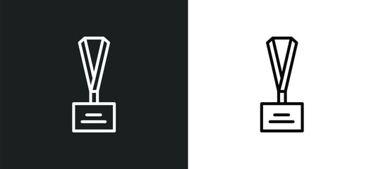 lanyard line icon in white and black colors. lanyard flat vector icon from lanyard collection for web, mobile apps and ui.