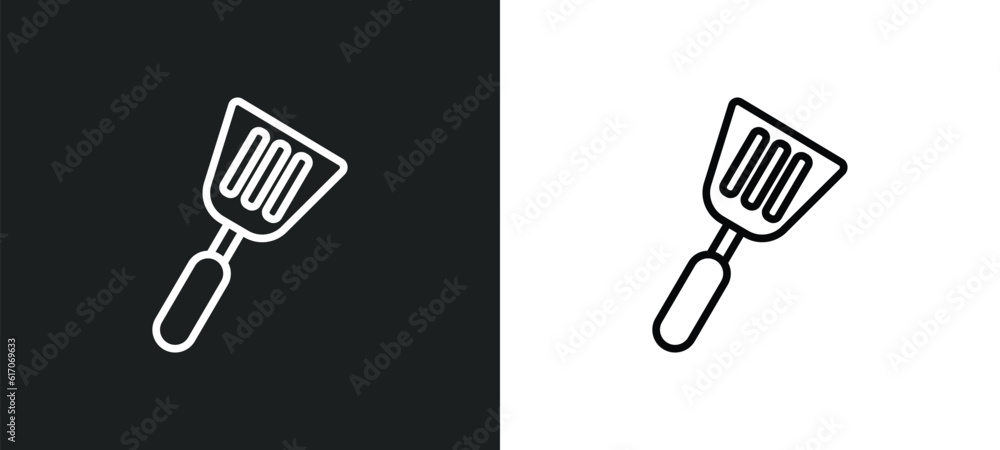 Aufkleber spatula utensil line icon in white and black colors. spatula utensil flat vector icon from spatula u