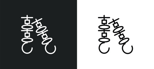 two brochettes line icon in white and black colors. two brochettes flat vector icon from two brochettes collection for web, mobile apps and ui.