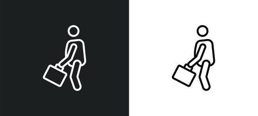 going to work line icon in white and black colors. going to work flat vector icon from going to work collection for web, mobile apps and ui.