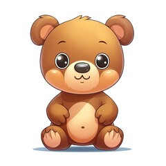 Portrait of Brown bear cartoon animal. Cute style character avatar. Generative AI