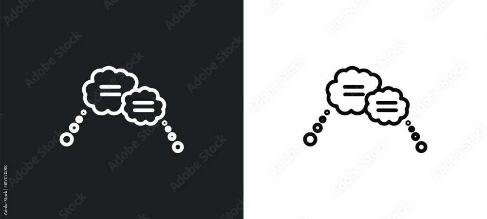 Poster speech bubble line icon in white and black colors. speech bubble flat vector icon from speech bubble