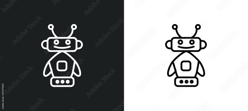 Poster robots line icon in white and black colors. robots flat vector icon from robots collection for web, 