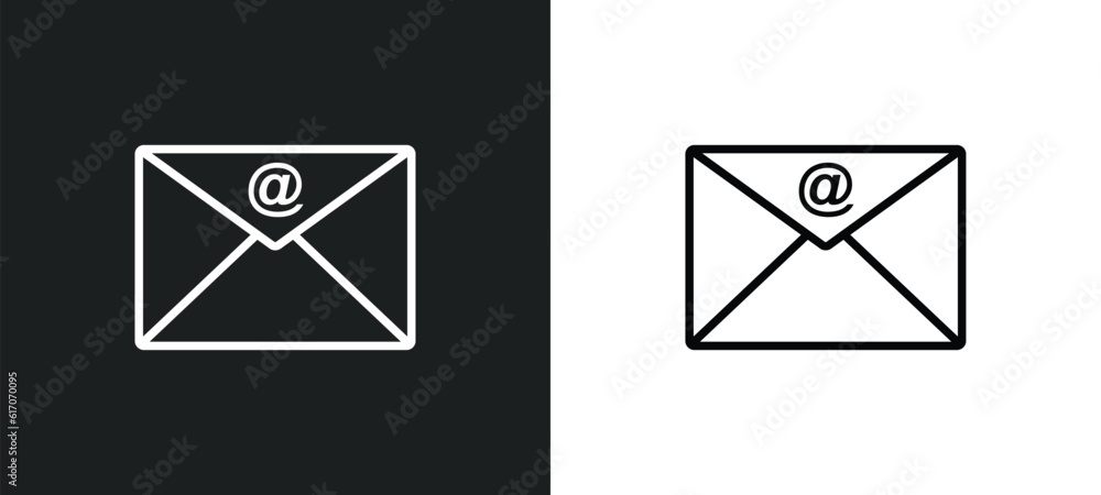 Poster mail line icon in white and black colors. mail flat vector icon from mail collection for web, mobile