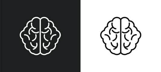 brain line icon in white and black colors. brain flat vector icon from brain collection for web, mobile apps and ui.