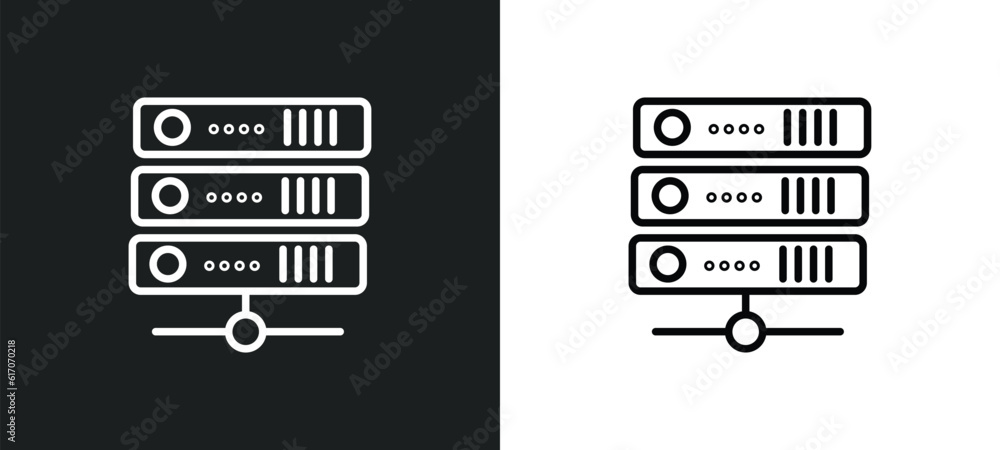 Aufkleber servers line icon in white and black colors. servers flat vector icon from servers collection for we