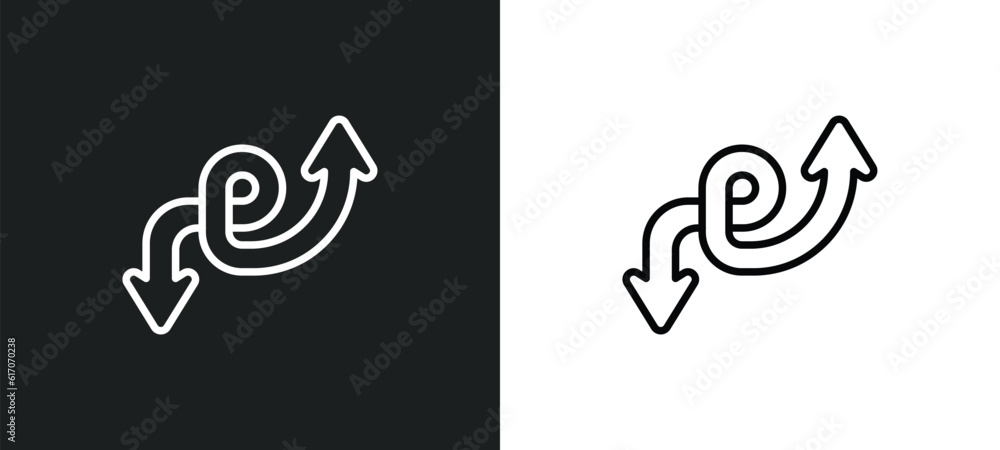 Poster double arrow line icon in white and black colors. double arrow flat vector icon from double arrow co