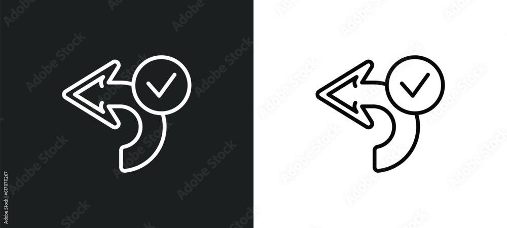 Poster confirm line icon in white and black colors. confirm flat vector icon from confirm collection for we