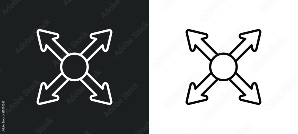 Poster resize line icon in white and black colors. resize flat vector icon from resize collection for web, 