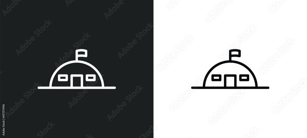 Poster bunker line icon in white and black colors. bunker flat vector icon from bunker collection for web, 