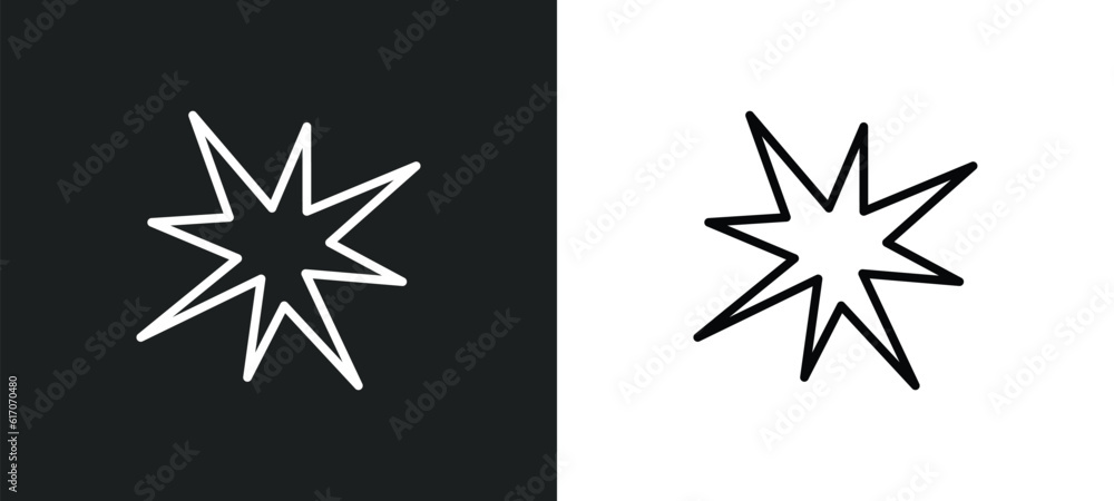 Aufkleber explosion line icon in white and black colors. explosion flat vector icon from explosion collection 