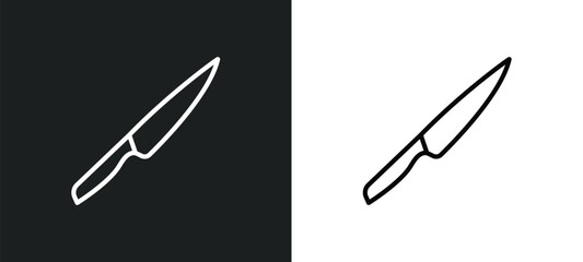 knife line icon in white and black colors. knife flat vector icon from knife collection for web, mobile apps and ui.