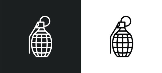 granade line icon in white and black colors. granade flat vector icon from granade collection for web, mobile apps and ui.