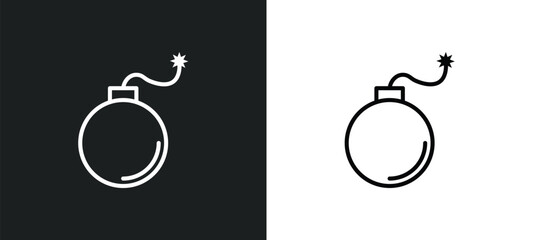 bomb line icon in white and black colors. bomb flat vector icon from bomb collection for web, mobile apps and ui.