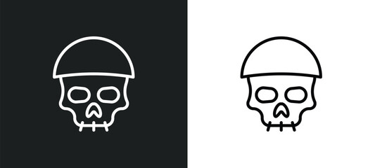 skull army line icon in white and black colors. skull army flat vector icon from skull army collection for web, mobile apps and ui.
