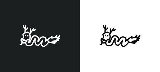 japanese dragon line icon in white and black colors. japanese dragon flat vector icon from japanese dragon collection for web, mobile apps and ui.
