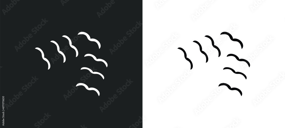 Poster flock of birds line icon in white and black colors. flock of birds flat vector icon from flock of bi